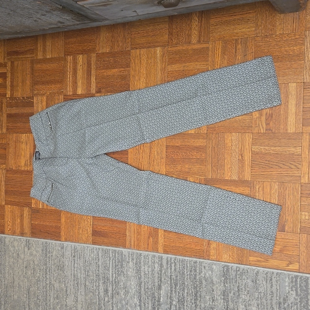 BLACK/WHITE PATTERN STRAIGHT LEG STRETCH TROUSER